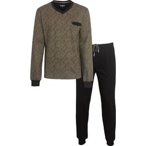 MEQ - Heren Pyjama - Legergroen - 100% Gekamde Katoen