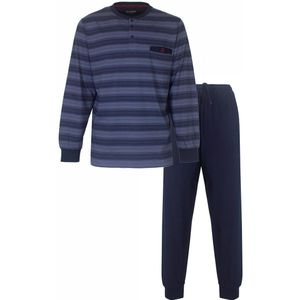 Paul Hopkins Heren Pyjama - Gestreept Dessin - Polo Sluiting - Navy Blauw - Maat XXL