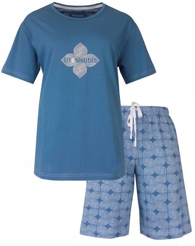 Irresistible - Dames Shortama - Pyjama Set - Ocean Blue - Katoen