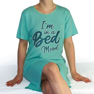 Temptation - Dames Bigshirt - Aqua - 100% Gekamde Katoen