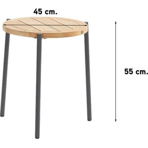 Yoga bijzettafel 45xH55 cm antraciet natural teak 4-Seasons Outdoor