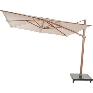 4 Seasons Outdoor Siesta Premium Zweefparasol 300x300 - Sand/Houtlook Frame