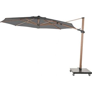 4 Seasons Outdoor Siesta Premium Zweefparasol Ø350 - Charcoal/Houtlook Frame