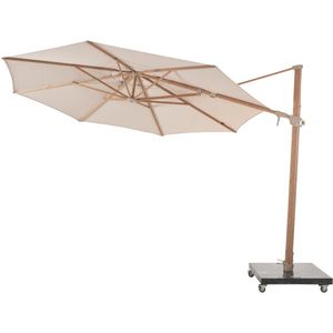 4Seasons Siesta Premium Zweefparasol Ø350cm Aluminium Houtlook/Solefin Zand