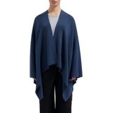 Yumeko poncho gebreid katoen marineblauw melange