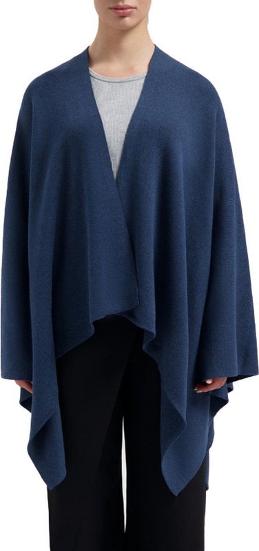 Yumeko poncho gebreid katoen marineblauw melange