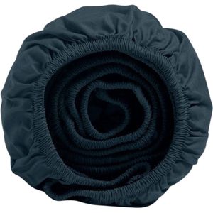 Yumeko hoeslaken percal marineblauw 160x200x30 - Bio, eco & fairtrade