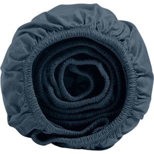 Yumeko hoeslaken percal blauw 90x200x30 - Bio, eco & fairtrade