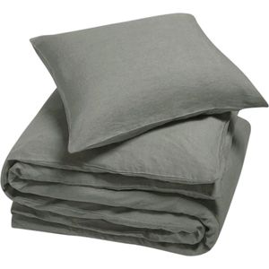Yumeko overtrekset gewassen linnen stone groen 140x220 + 1/60x70 - Biologisch & ecologisch