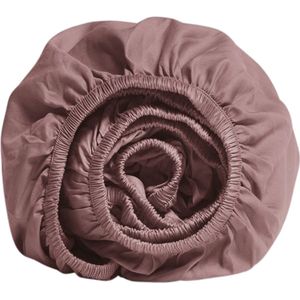 Yumeko hoeslaken katoen satijn poederroze 140x200x30 - Bio, eco & fairtrade