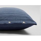 Yumeko kussensloop velvet flanel denim blauw gestreept Biologisch & ecologisch 1 stuk