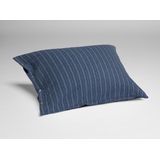 Yumeko kussensloop velvet flanel denim blauw gestreept Biologisch & ecologisch 1 stuk