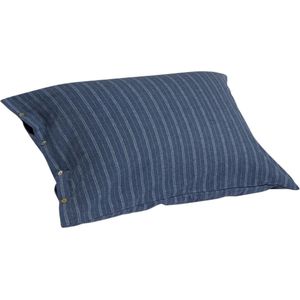 Yumeko kussensloop velvet flanel denim blauw gestreept Biologisch & ecologisch 1 stuk