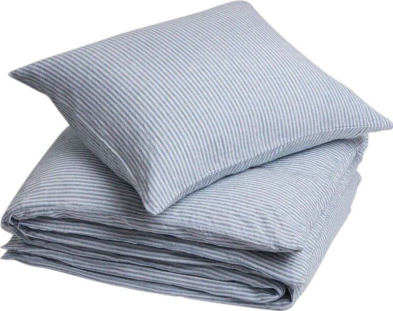 Yumeko overtrekset gewassen linnen blauw stripe 140x220 + 1/60x70 - Biologisch & ecologisch