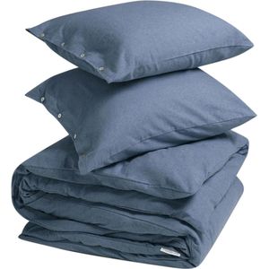 Yumeko - Dekbedovertrek - Flanel - Denim Blauw - Biologisch Katoen