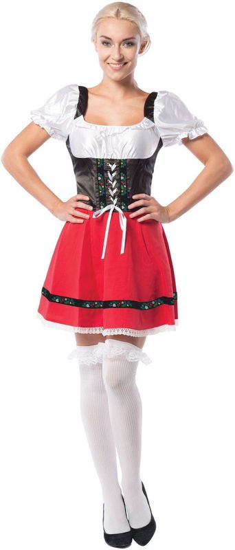 Dirndl Jurk Oktoberfest Rood Witte Strik