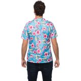 Partychimp Luxe Hawaii Blouse - Blauw - Polyester - Voor Heren