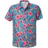Partychimp Luxe Hawaii Blouse - Blauw - Polyester - Voor Heren