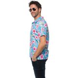Partychimp Luxe Hawaii Blouse - Blauw - Polyester - Voor Heren