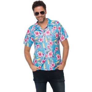 Partychimp Hawaii Blouse - Blauw - Polyester - Voor Tropisch Feest