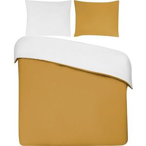 Dekbedovertrek My Luxe. - 100% percal katoen - 200x200/220 - double face oker wit