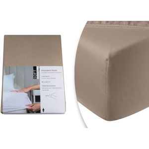 DoubleDry Hoeslaken - Flanel - Beige - 100% Katoen - Voor Matrassen 180x200 cm