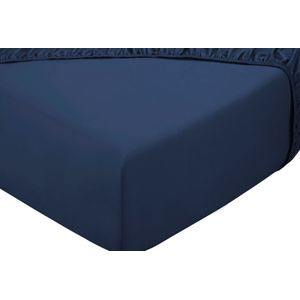 PHLOX Hoeslaken - katoen-satijn - Topkwaliteit 300 TC - 180x200 - blauw