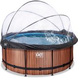 EXIT Wood zwembad ø360x122cm met zandfilterpomp en overkapping - bruin