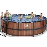 EXIT Wood zwembad ø450x122cm met filterpomp bruin