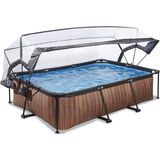EXIT Wood zwembad 300x200x65cm met overkapping en filterpomp - bruin