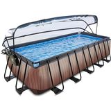 EXIT Timber Style Wood zwembad 540x250x122cm met overkapping en zandfilterpomp