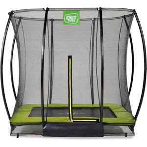 EXIT Silhouette inground trampoline rechthoek 153x214cm met veiligheidsnet- groen