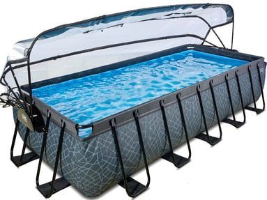 EXIT Stone Pool 540x250x100cm mit Sandfilterpumpe, Abdeckung und Wärmepumpe, versch. Ausführungen