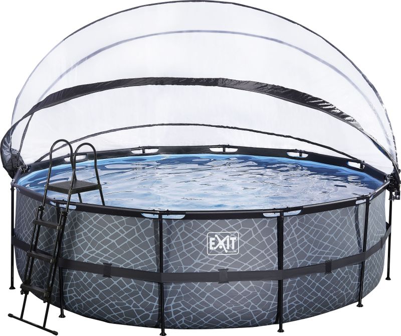EXIT Framepool "inkl. multifunktionaler Poolabdeckung & Wärmepumpe", (Set, 5 tlg.), ØxH: 450x122 cm, mit Sandfilteranlage und Sicherheitsleiter