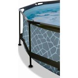 EXIT Stone zwembad Ã¸244x76cm met overkapping en filterpomp - grijs