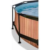 EXIT Wood zwembad Ã¸244x76cm met overkapping en filterpomp - bruin