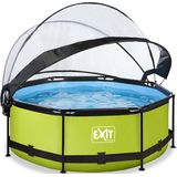 EXIT Lime zwembad ø244x76cm met filterpomp en overkapping -