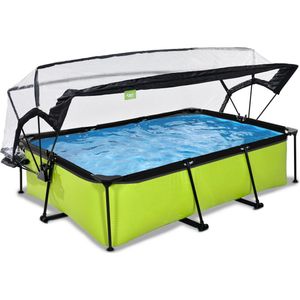 EXIT Lime zwembad 220x150x65cm met filterpomp en overkapping - groen
