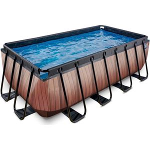 EXIT Timber Style Wood zwembad 400x200x122cm met filterpomp