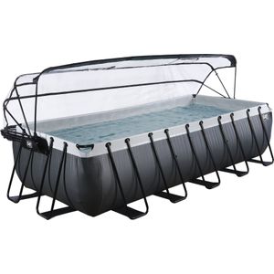 EXIT Black Leather zwembad 540x250x122cm met zandfilterpomp en overkapping en warmtepomp - zwart