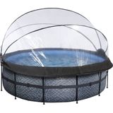 EXIT Frame Pool ø427x122cm (12v Sandfilter) – Grau + Sonnendach