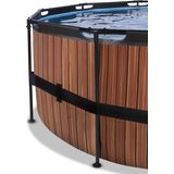 EXIT Wood zwembad ø427x122cm met zandfilterpomp en overkapping - bruin