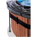 EXIT Wood zwembad ø488x122cm met zandfilterpomp en overkapping - bruin
