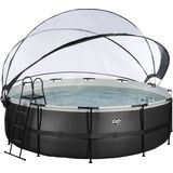 EXIT Black Leather Optic Pool ø488x122cm mit Abdeckung und Sandfilterpumpe - schwarz