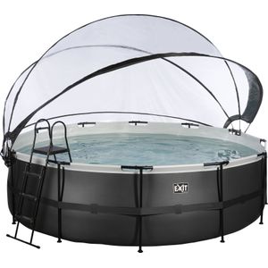 EXIT Black Leather Optic Pool ø488x122cm mit Abdeckung und Sandfilterpumpe - schwarz