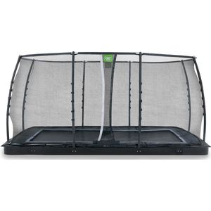 EXIT Dynamic groundlevel trampoline rechthoek 244x427cm met veiligheidsnet- zwart