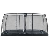 EXIT Dynamic groundlevel trampoline rechthoek 275x458cm met veiligheidsnet- zwart