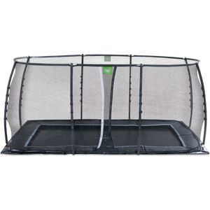 EXIT Dynamic groundlevel trampoline rechthoek 275x458cm met veiligheidsnet- zwart