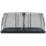 EXIT Dynamic groundlevel trampoline rechthoek 305x519cm met veiligheidsnet- zwart