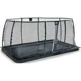 EXIT Dynamic groundlevel trampoline rechthoek 305x519cm met veiligheidsnet- zwart